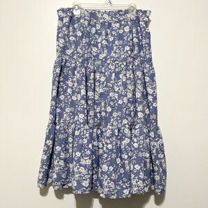 LC Lauren Conrad Womens Tiered Maxi Skirt XL Floral Cottagecore Prairie Country